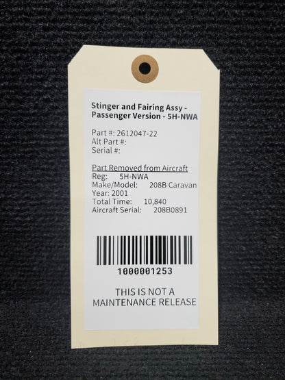 Stinger and Fairing Assy - Passenger Version - 5H-NWA