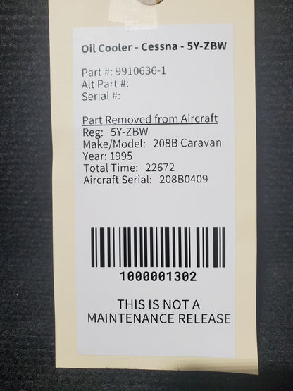 Oil Cooler Assy - PT6A-114 - Cessna - 5Y-ZBW