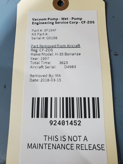 Vacuum Pump - Wet - Pump Engineering Service Corp - CF-ZOS