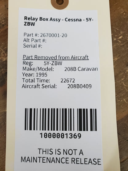 Relay Box Assy - Cessna - 5Y-ZBW