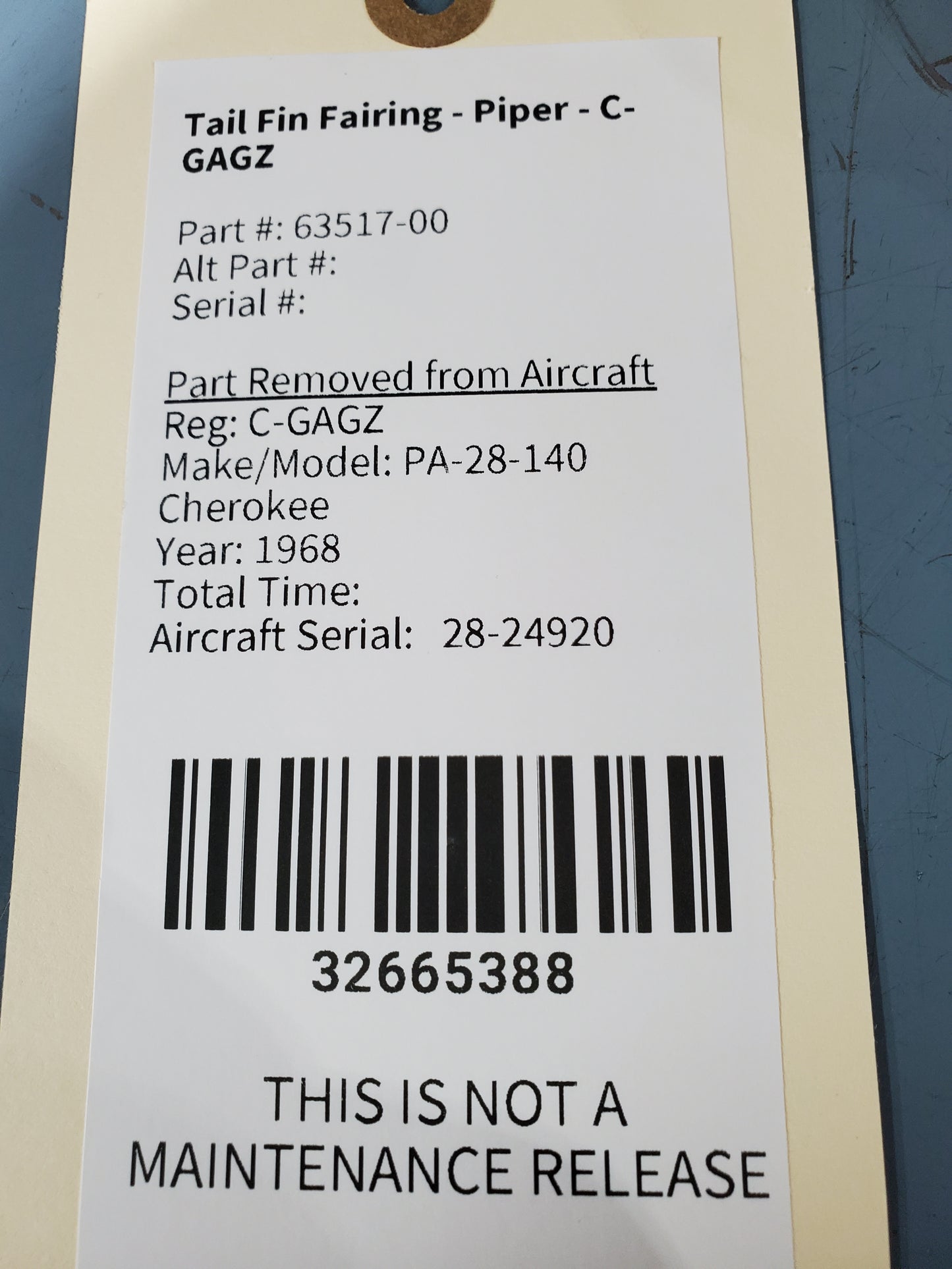 Tail Fin Fairing - Piper - C-GAGZ