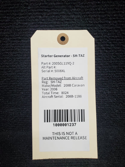 Starter Generator - Aircraft Parts Corp. - 5H-TAZ