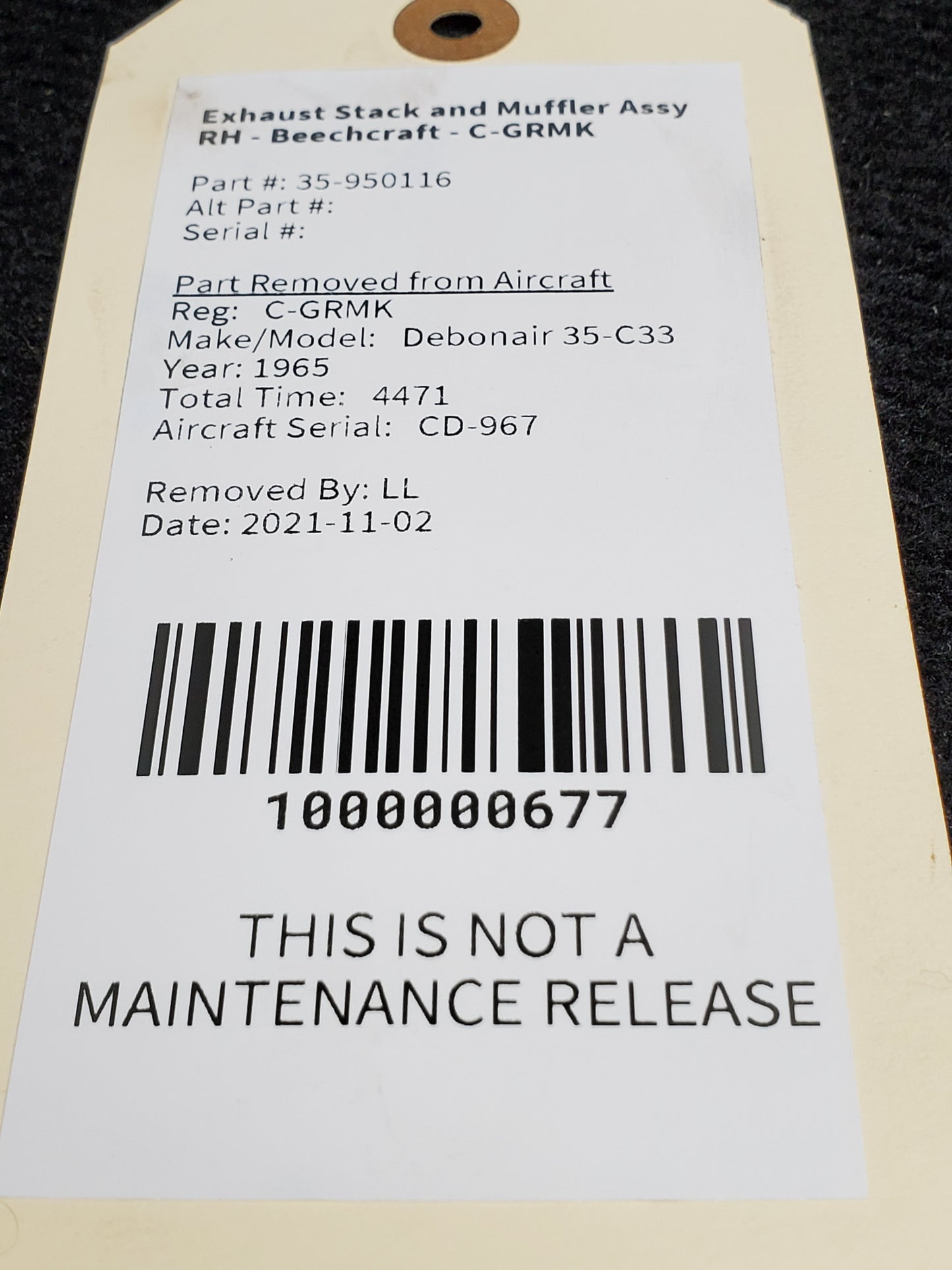 Exhaust Stack and Muffler Assy RH - Beechcraft - C-GRMK