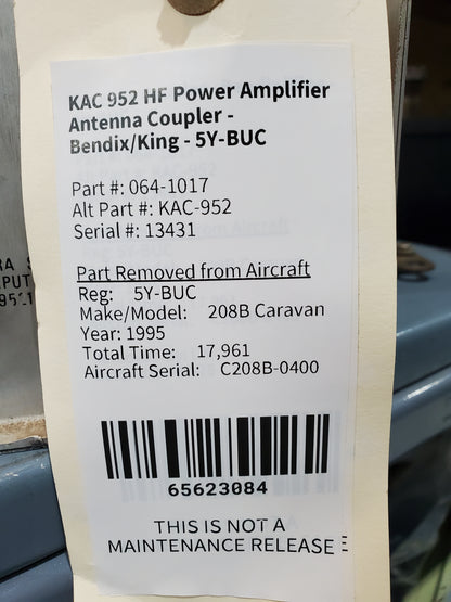 KAC 952 HF Power Amplifier Antenna Coupler - Bendix/King - 5Y-BUC