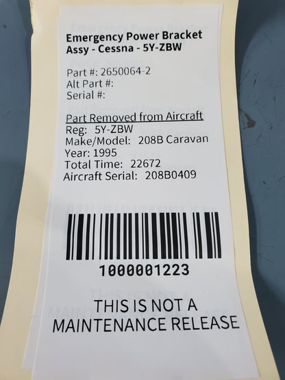Emergency Power Bracket Assy - Cessna - 5Y-ZBW