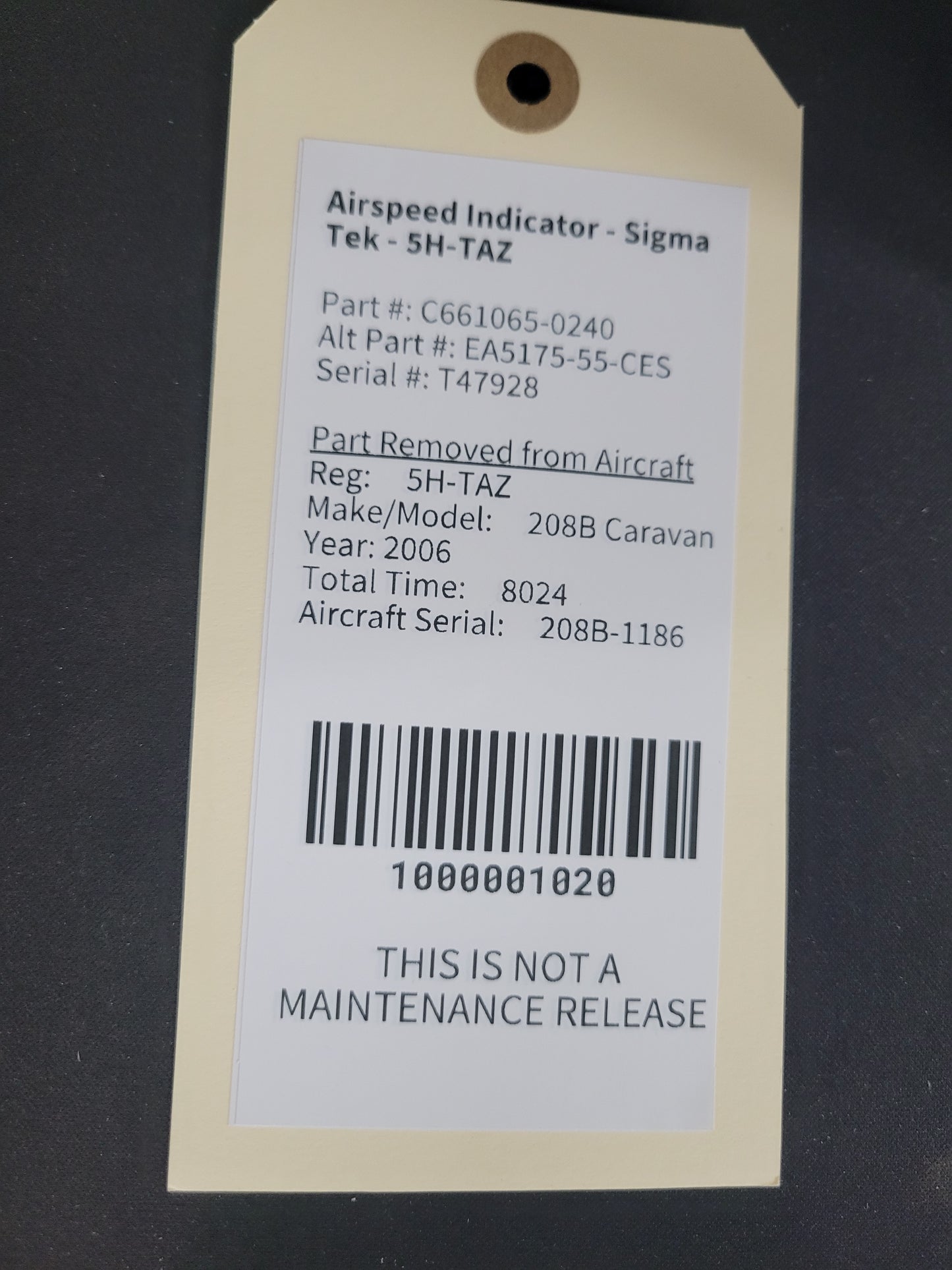 Airspeed Indicator - Sigma Tek - 5H-TAZ