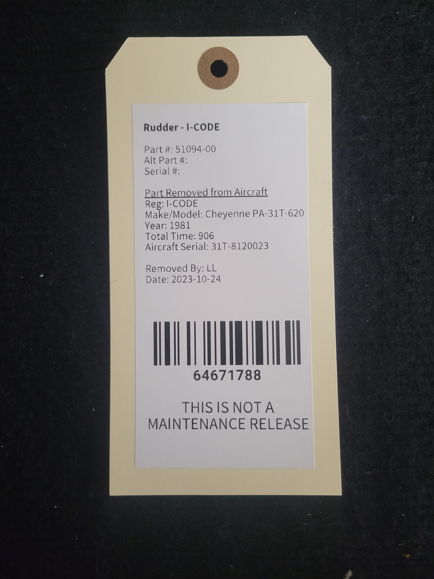 Rudder - Piper - I-CODE