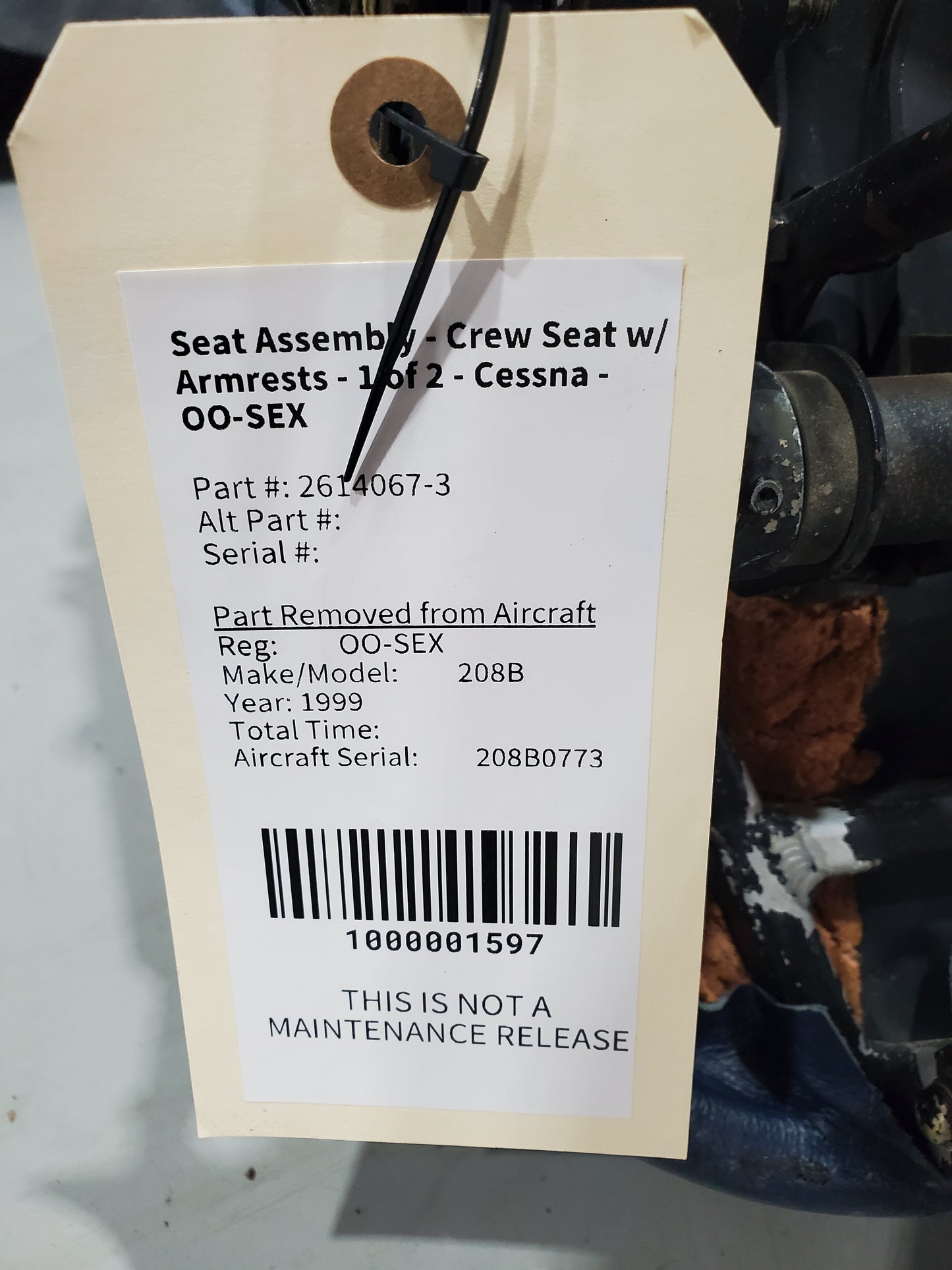 Seat Assembly - Crew Seat w/ Armrests - 1 of 2 - Cessna - OO-SEX