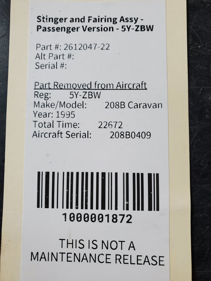 Stinger and Fairing Assy - Passenger Version - 5Y-ZBW