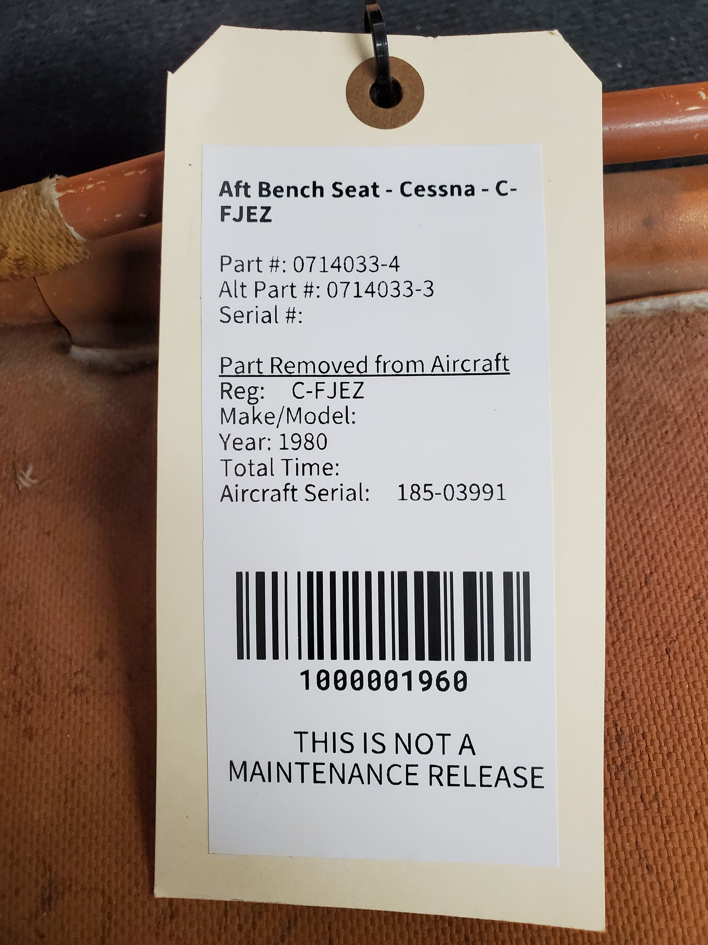 Aft Bench Seat - Cessna - C-FJEZ
