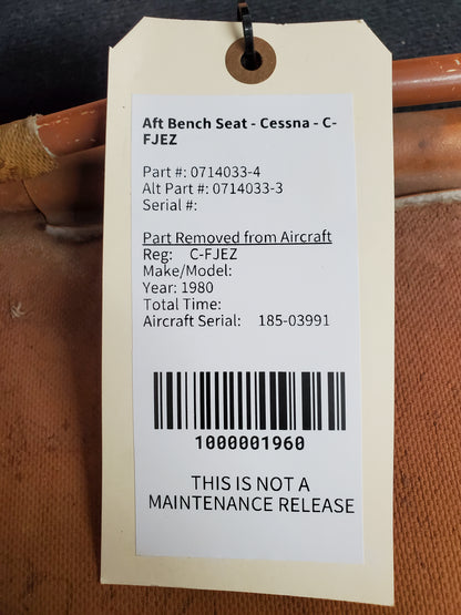 Aft Bench Seat - Cessna - C-FJEZ