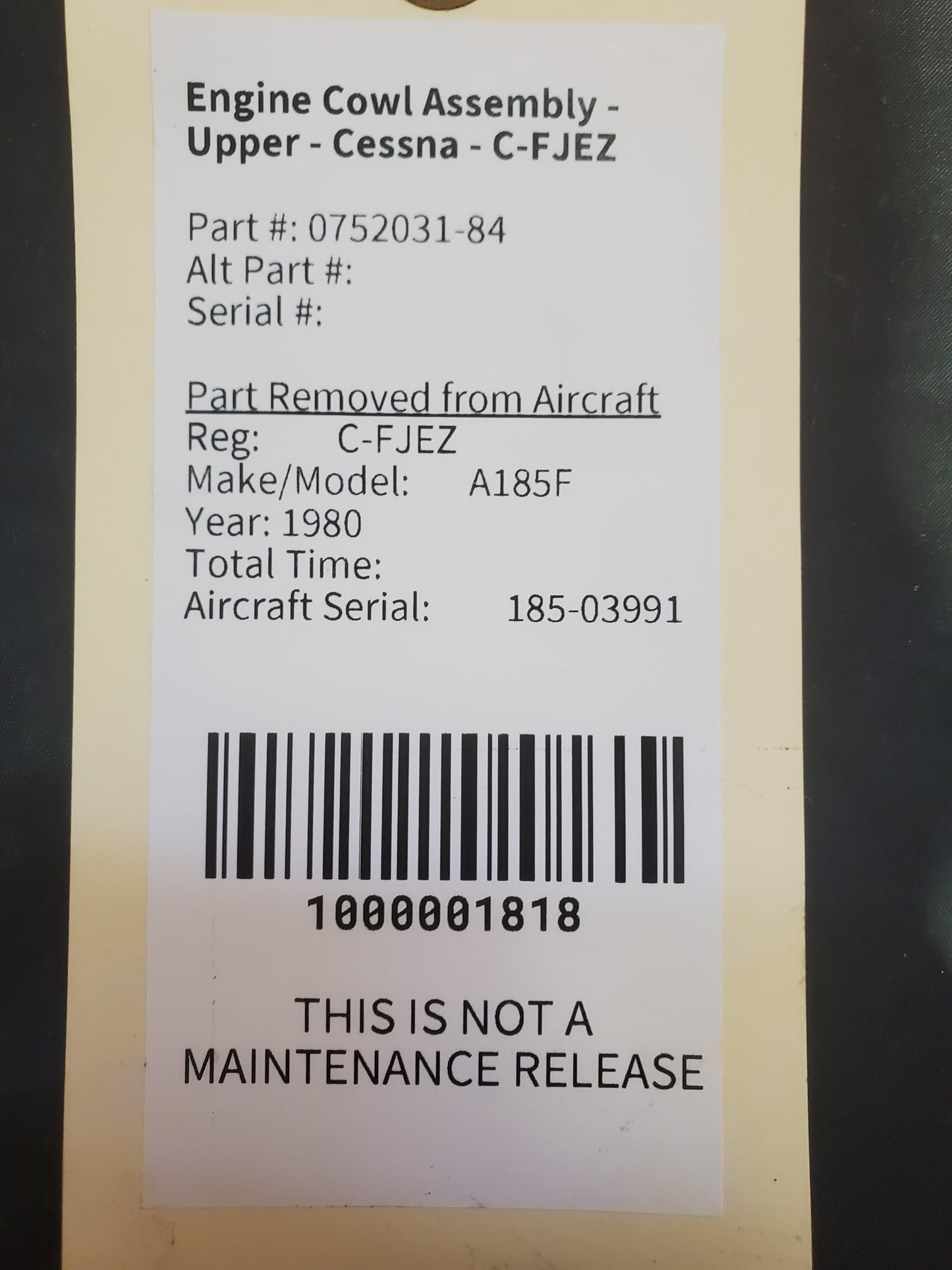 Engine Cowl Assembly - Upper - Cessna - C-FJEZ