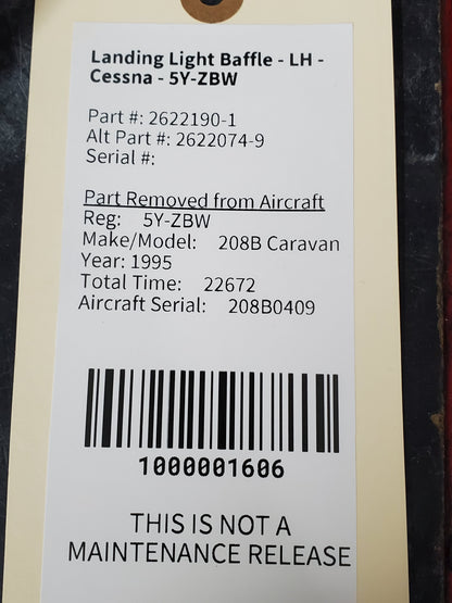 Landing Light Baffle - LH - Cessna - 5Y-ZBW