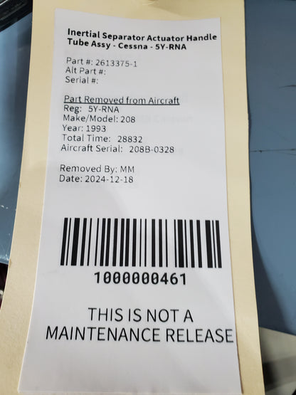 Inertial Separator Actuator Handle Tube Assy - Cessna - 5Y-RNA