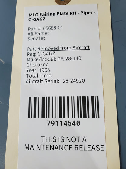 MLG Fairing Plate RH - Piper - C-GAGZ