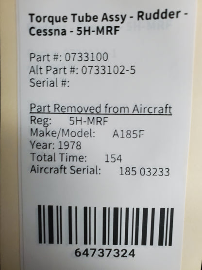 Torque Tube Assy - Rudder - Cessna - 5H-MRF