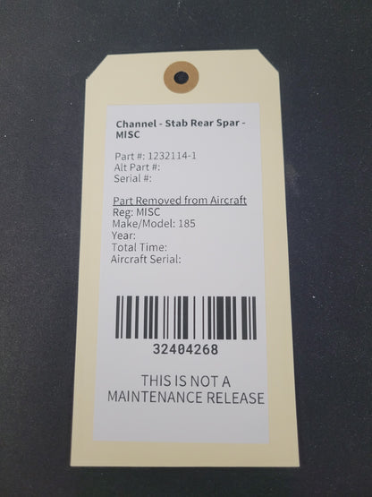 Channel - Stab Rear Spar - MISC