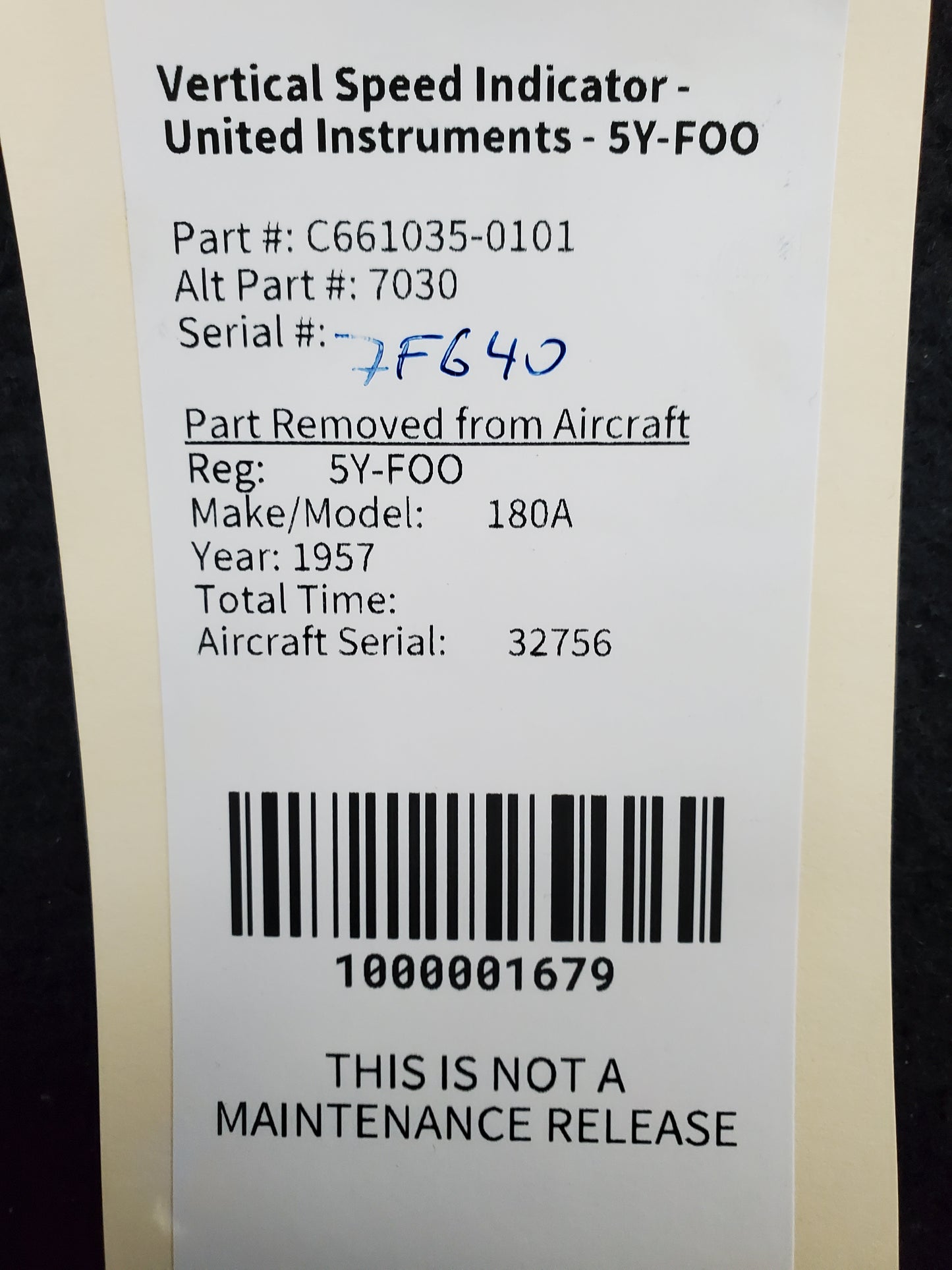 Vertical Speed Indicator - United Instruments - 5Y-FOO