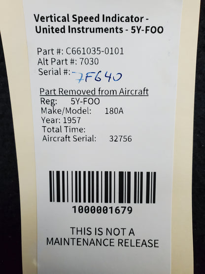 Vertical Speed Indicator - United Instruments - 5Y-FOO