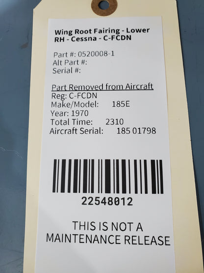 Wing Root Fairing - Lower RH - Cessna - C-FCDN
