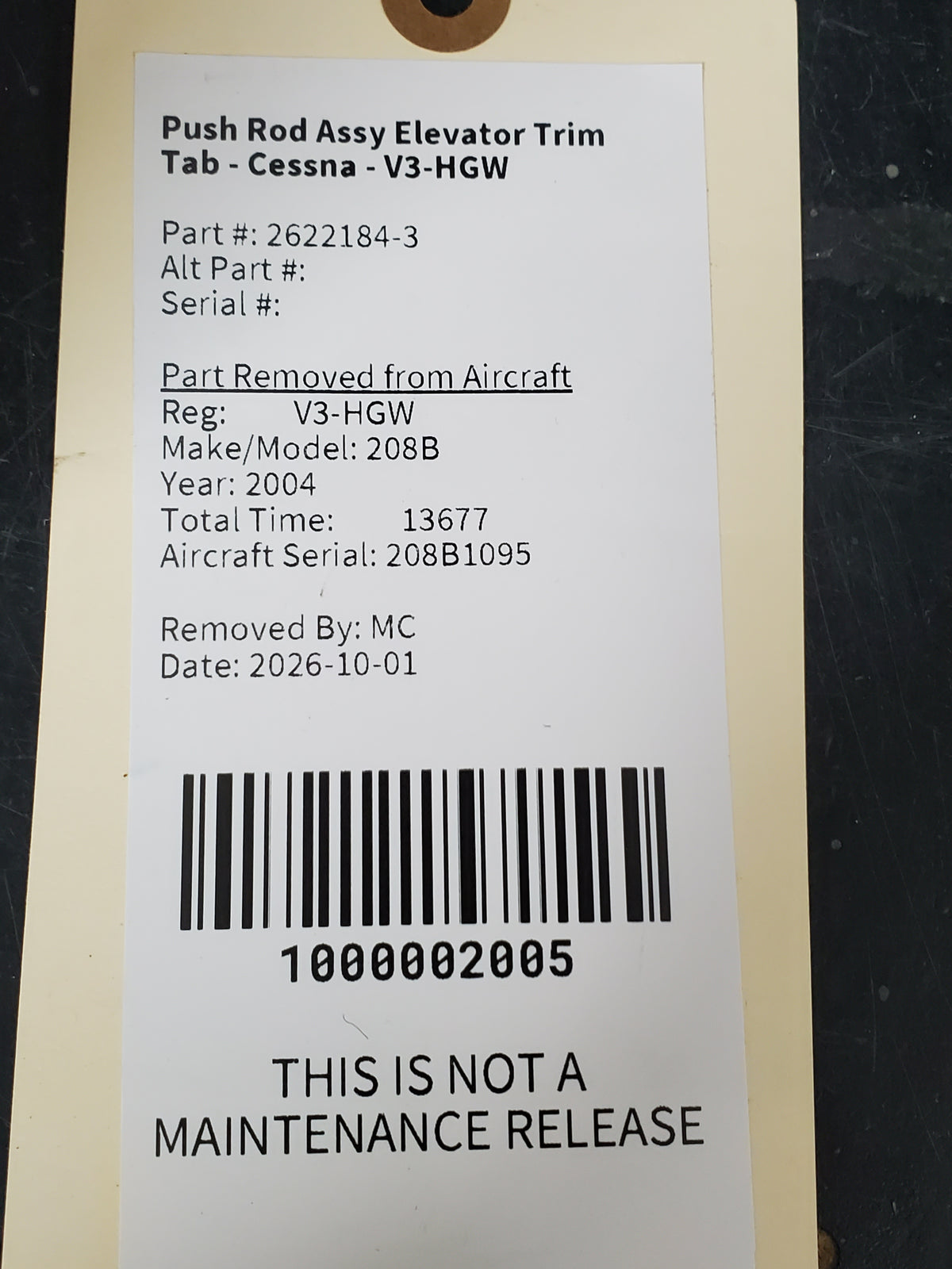 Push Rod Assy Elevator Trim Tab - Cessna - V3-HGW