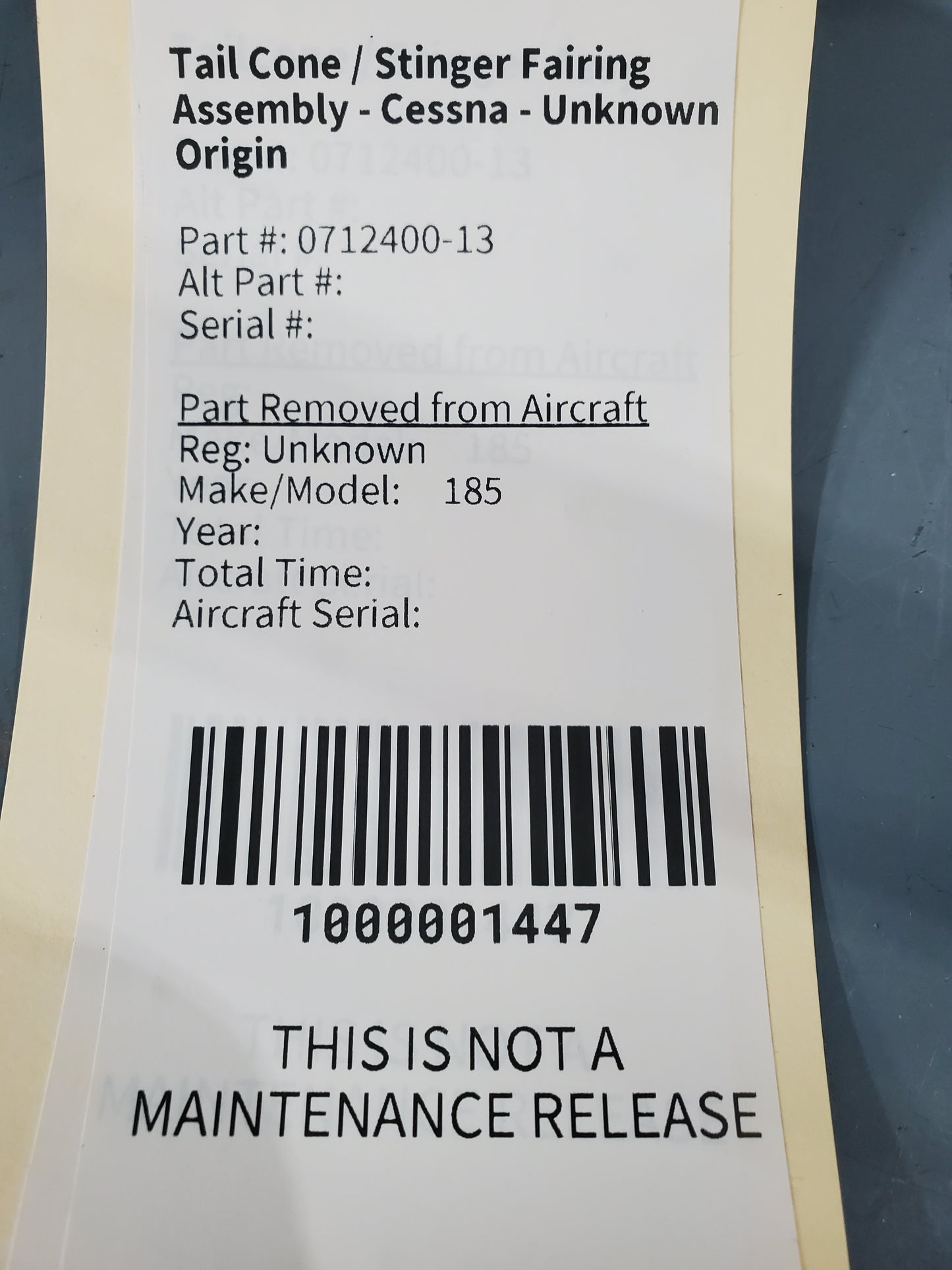 Tail Cone / Stinger Fairing Assembly - Cessna - Unknown Origin