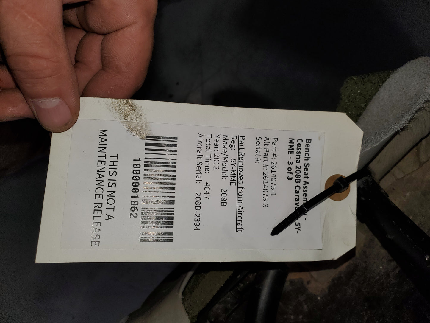 Bench Seat Assembly - Cessna 208B Caravan - 5Y-MME - 3 of 3