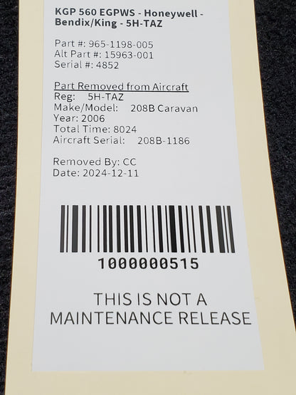 KGP 560 EGPWS - Honeywell - Bendix/King - 5H-TAZ