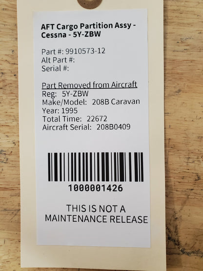 AFT Cargo Partition Assy - Cessna - 5Y-ZBW