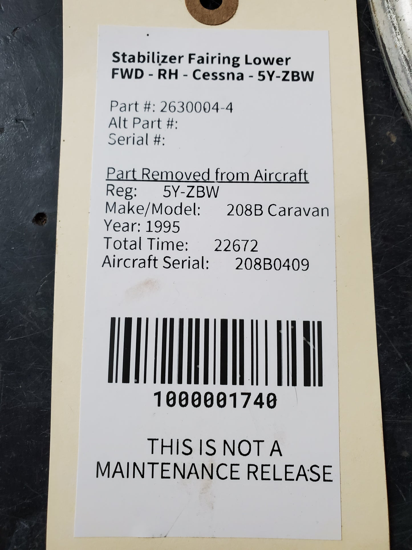 Stabilizer Fairing Lower FWD - RH - Cessna - 5Y-ZBW