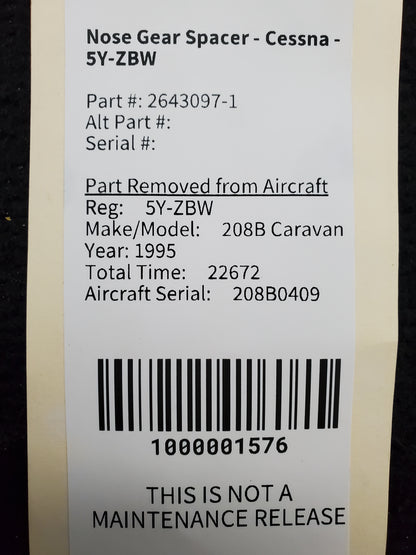 Nose Gear Spacer - Cessna - 5Y-ZBW