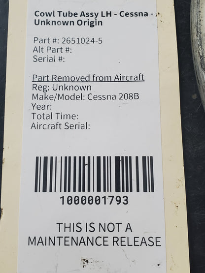 Cowl Tube Assy LH - Cessna - Unknown Origin