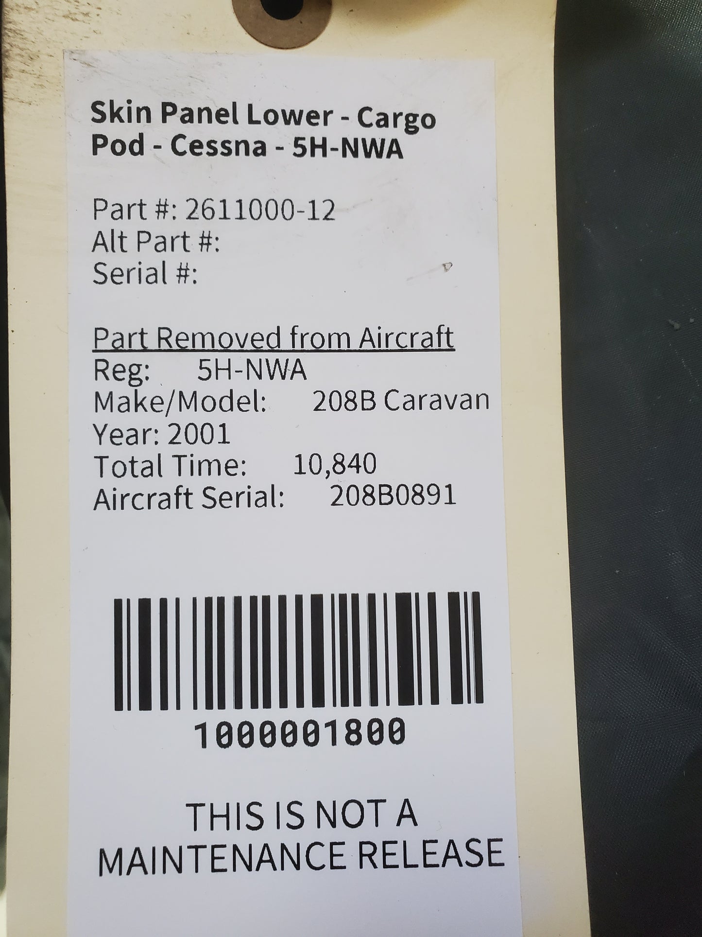 Skin Panel Lower - Cargo Pod - Cessna - 5H-NWA