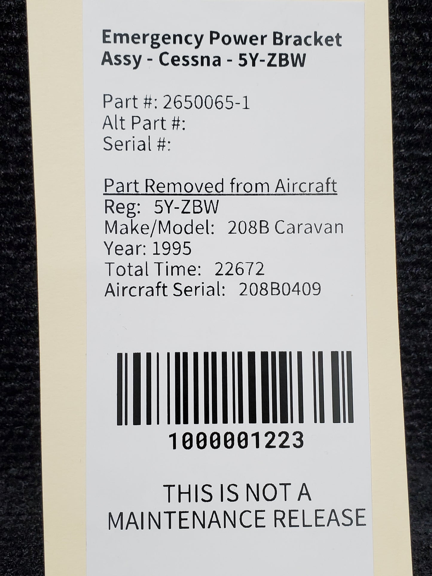 Emergency Power Bracket Assy - Cessna - 5Y-ZBW