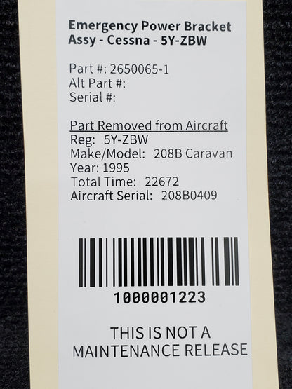 Emergency Power Bracket Assy - Cessna - 5Y-ZBW