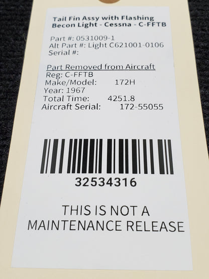 Tail Fin Assy with Flashing Becon Light - Cessna - C-FFTB