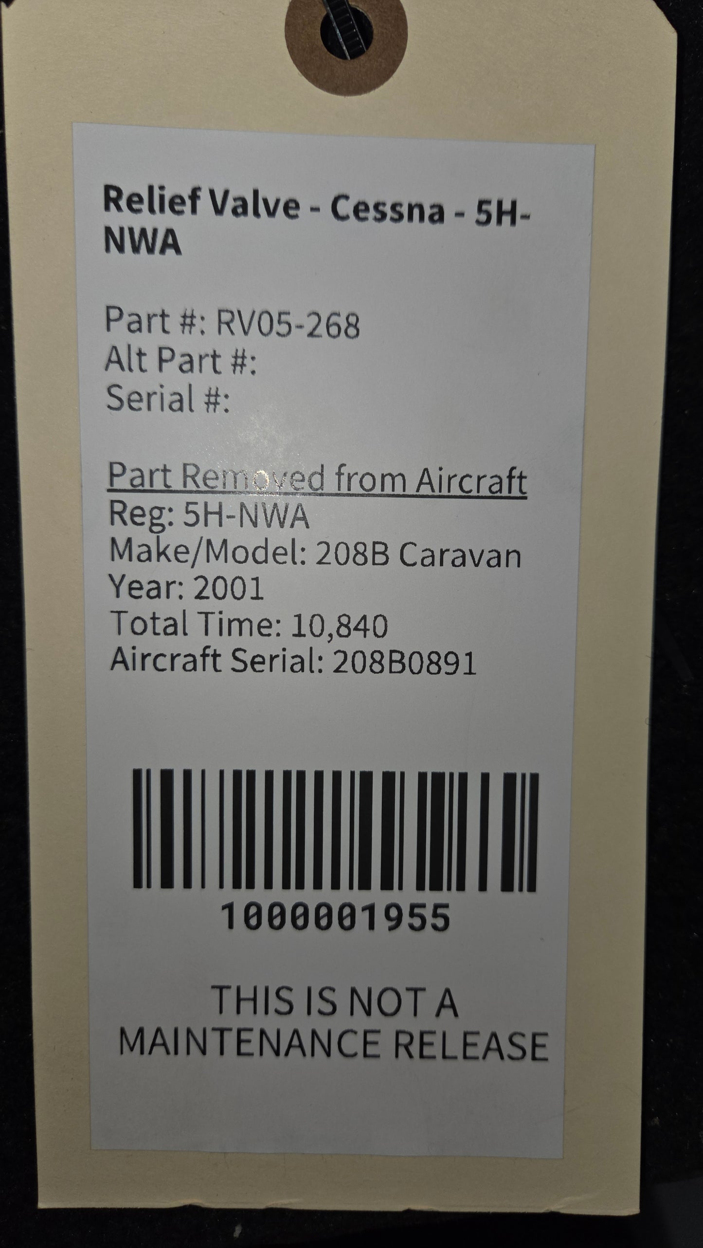 Relief Valve - Cessna - 5H-NWA