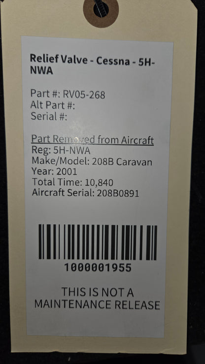 Relief Valve - Cessna - 5H-NWA