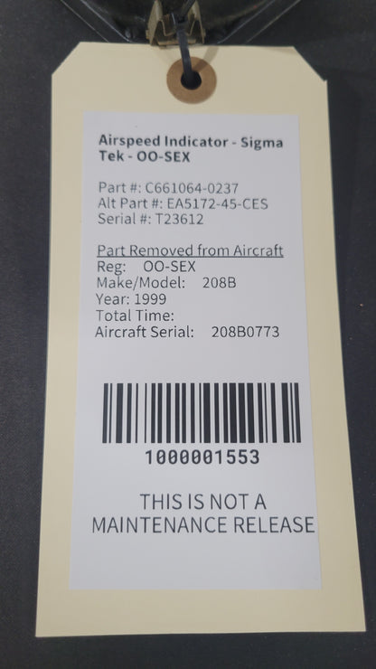 Airspeed Indicator - Sigma Tek - OO-SEX