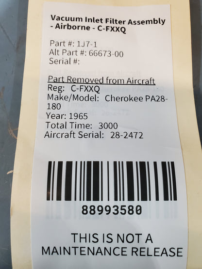 Vacuum Inlet Filter Assembly - Airborne - C-FXXQ
