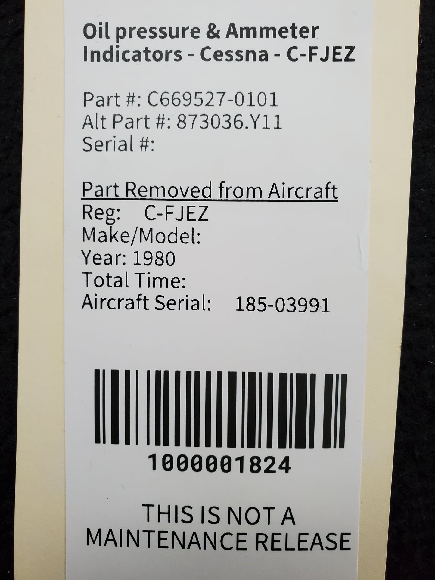 Oil pressure & Ammeter Indicators - Cessna - C-FJEZ