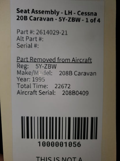 Seat Assembly - LH - Cessna 208B Caravan - 5Y-ZBW - 1 of 4