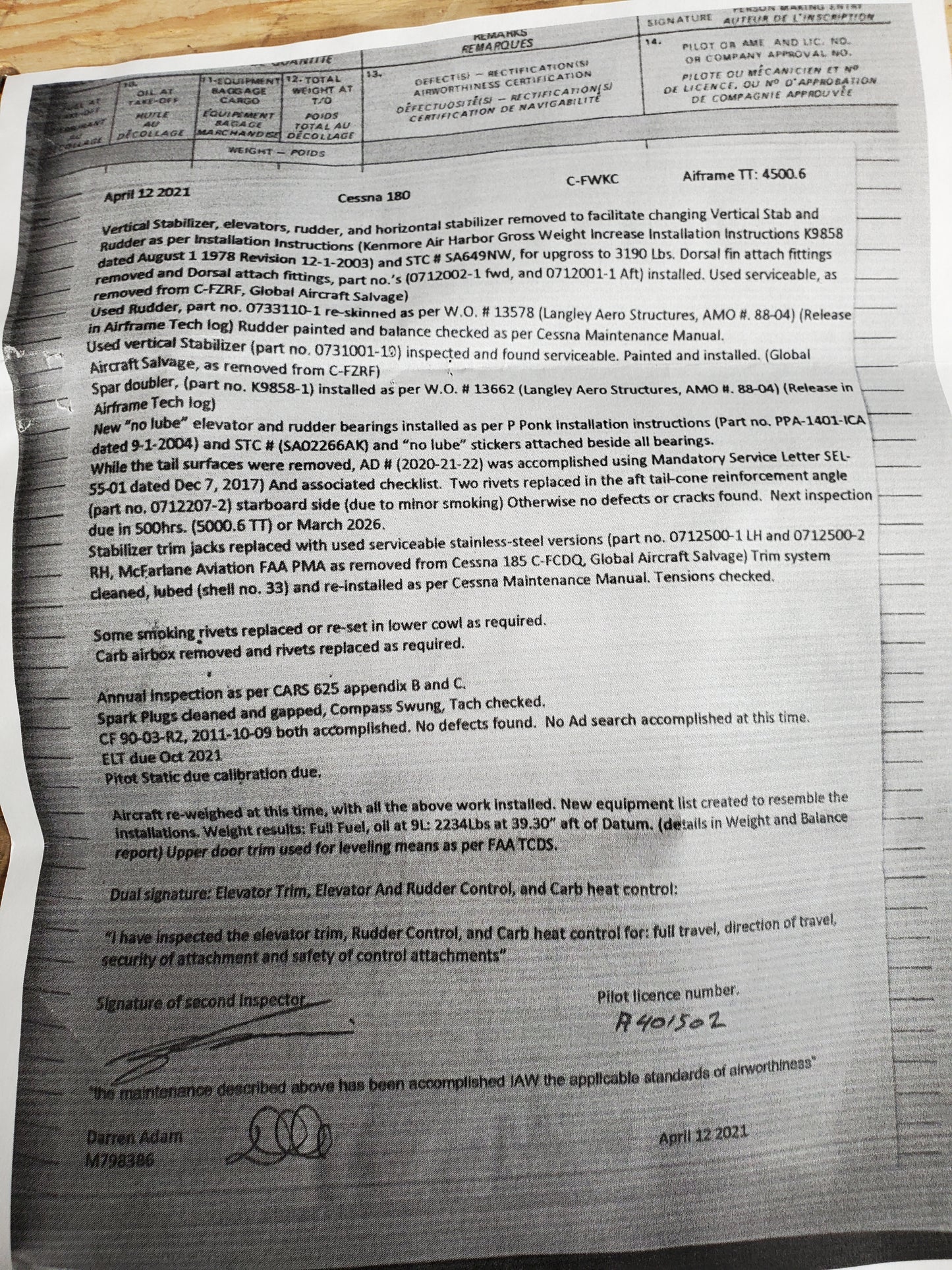 Rudder Assembly - C-FWKC