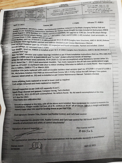 Rudder Assembly - C-FWKC