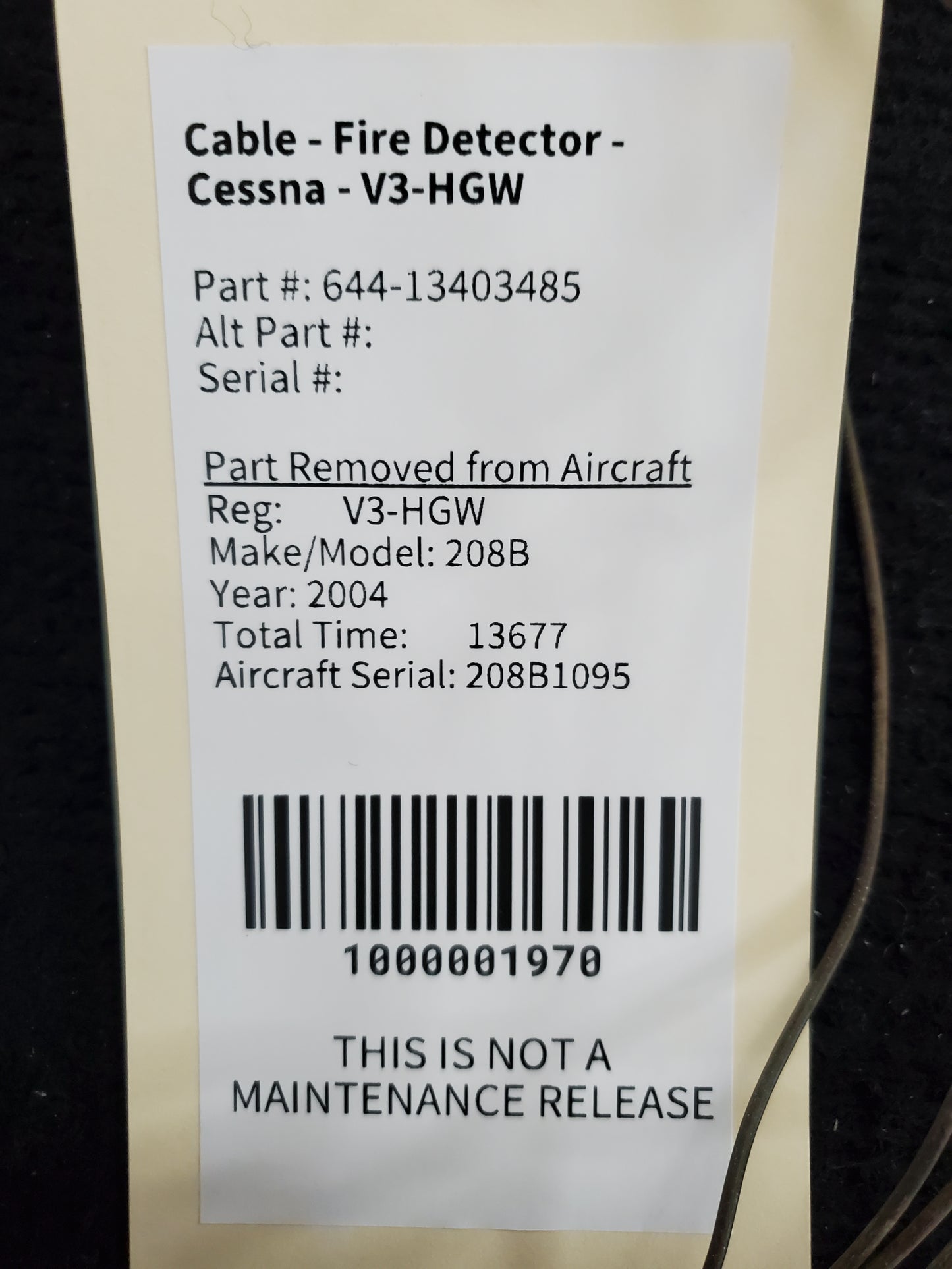 Cable - Fire Detector - Cessna - V3-HGW