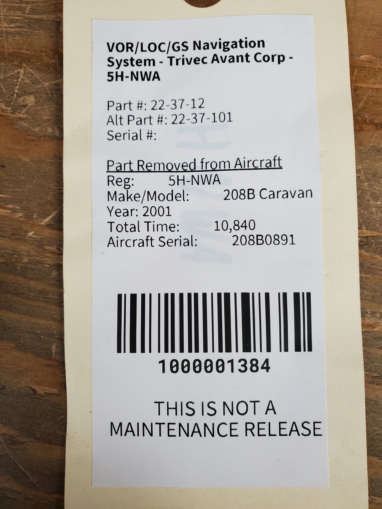 VOR/LOC/GS Navigation System - Trivec Avant Corp - 5H-NWA