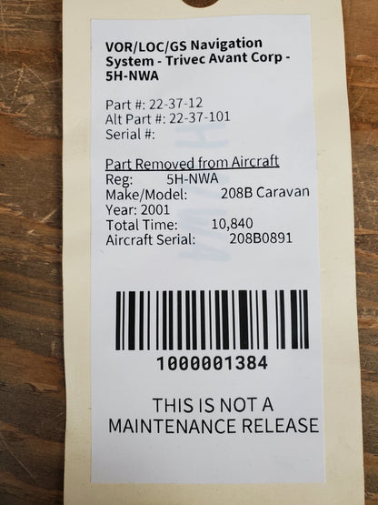 VOR/LOC/GS Navigation System - Trivec Avant Corp - 5H-NWA