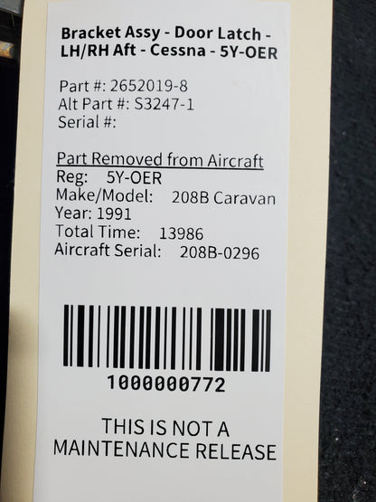 Bracket Assy - Door Latch - LH/RH Aft - Cessna - 5Y-OER