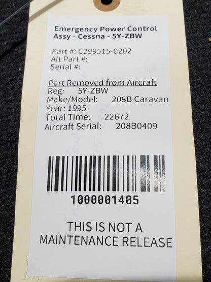 Emergency Power Control Assy - Cessna - 5Y-ZBW