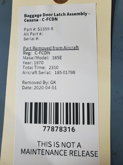 Baggage Door Latch Assembly - Cessna - C-FCDN